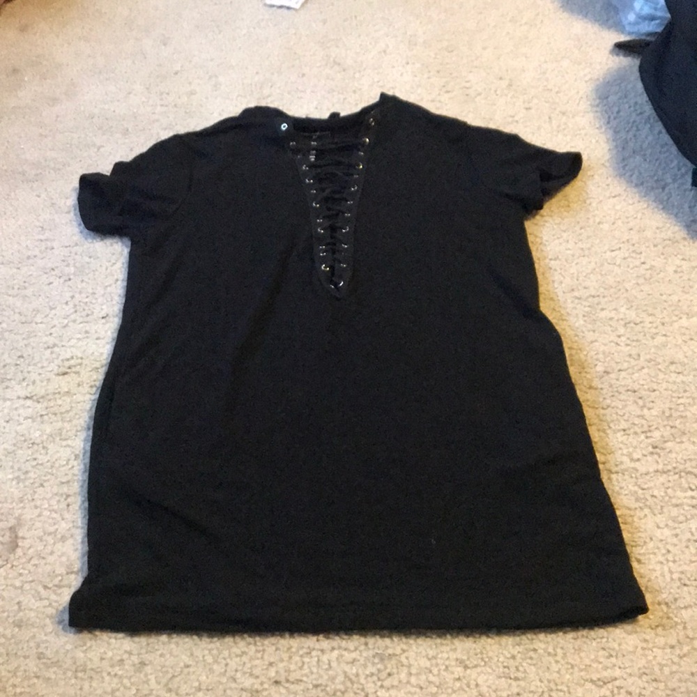 Lace up T-shirt dress